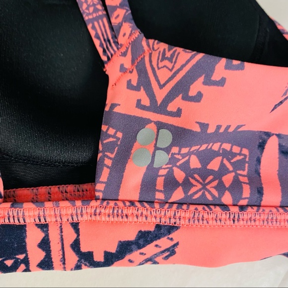 SWEATY BETTY Pink Grey Sports Bra Crisscross Small - Picture 6 of 7